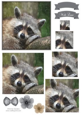 Sleepy Racoon Watercolour Pyramid Topper
