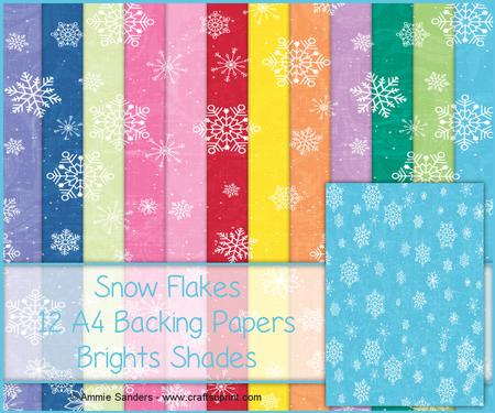 Snow Flakes 12 A4 Backing Papers - Bright Shades