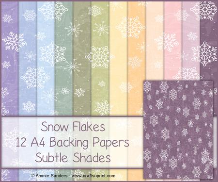 Snow Flakes 12 A4 Backing Papers - Subtle Shades