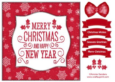 Holly, Merry Christmas & Happy New Year 8x8 Topper