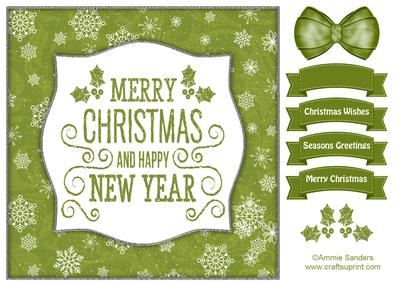 Holly, Merry Christmas & Happy New Year 8x8 Topper