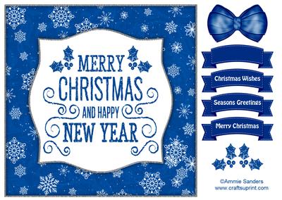 Holly, Merry Christmas & Happy New Year 8x8 Topper