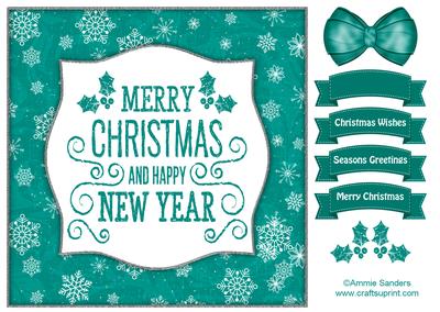 Holly, Merry Christmas & Happy New Year 8x8 Topper