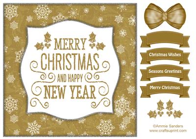 Holly, Merry Christmas & Happy New Year 8x8 Topper