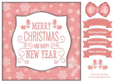 Holly, Merry Christmas & Happy New Year 8x8 Topper