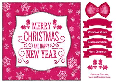 Holly, Merry Christmas & Happy New Year 8x8 Topper