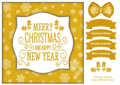 Holly, Merry Christmas & Happy New Year 8x8 Topper