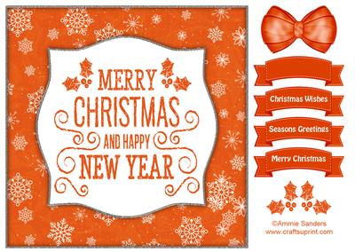 Holly, Merry Christmas & Happy New Year 8x8 Topper