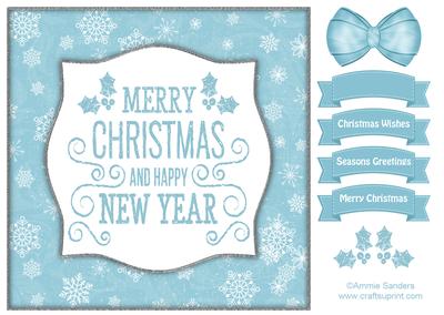 Holly, Merry Christmas & Happy New Year 8x8 Topper