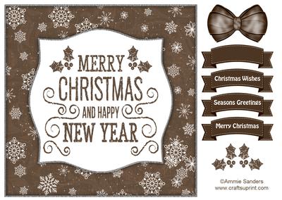 Holly, Merry Christmas & Happy New Year 8x8 Topper