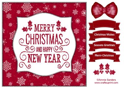 Holly, Merry Christmas & Happy New Year 8x8 Topper