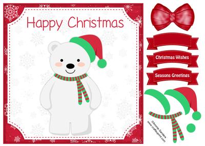 Cute Christmas Polar Bear 8x8 Topper & Decoupage