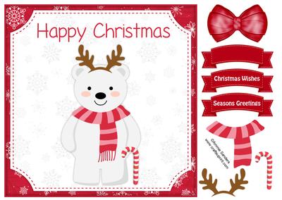 Cute Christmas Polar Bear 8x8 Topper & Decoupage