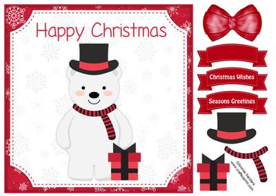 Cute Christmas Polar Bear 8x8 Topper & Decoupage