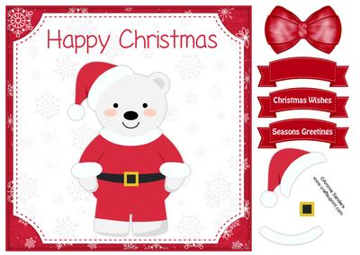 Cute Christmas Polar Bear 8x8 Topper & Decoupage