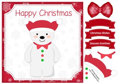 Cute Christmas Polar Bear 8x8 Topper & Decoupage