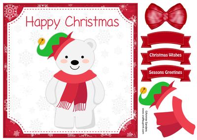 Cute Christmas Polar Bear 8x8 Topper & Decoupage