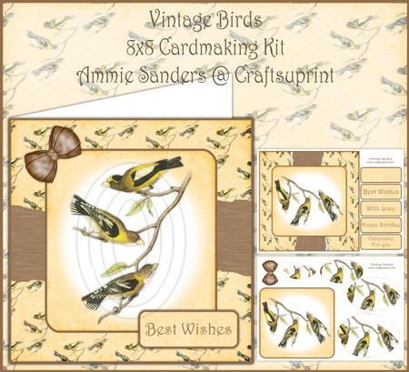 Vintage Birds 8x8 Mini Card Kit