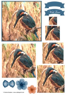 Kingfisher Watercolour Pyramid Topper