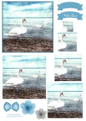 Beautiful Swans Watercolour Pyramid Topper