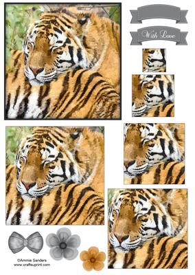 Sleepy Tiger Watercolour Pyramid Topper
