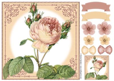 Vintage Rose 8x8 Topper & Embellishments