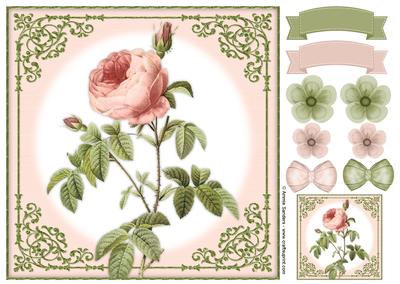 Vintage Rose 8x8 Topper & Embellishments