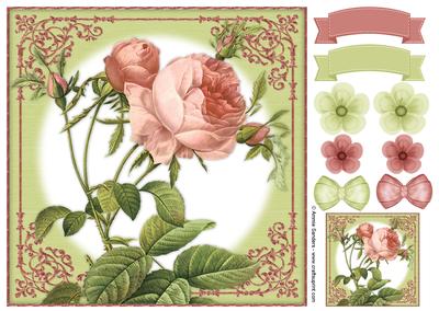 Vintage Rose 8x8 Topper & Embellishments