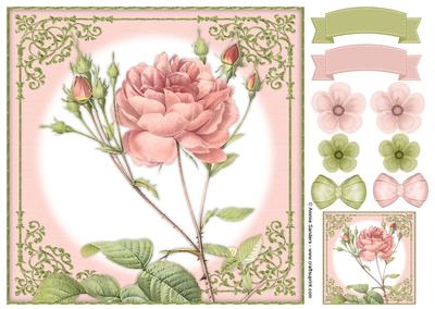 Vintage Rose 8x8 Topper & Embellishments