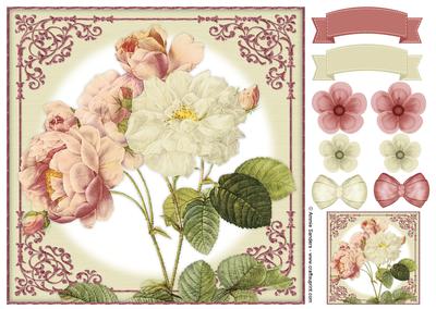 Vintage Rose 8x8 Topper & Embellishments