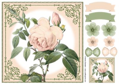Vintage Rose 8x8 Topper & Embellishments