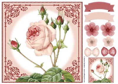 Vintage Rose 8x8 Topper & Embellishments