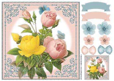 Vintage Rose 8x8 Topper & Embellishments