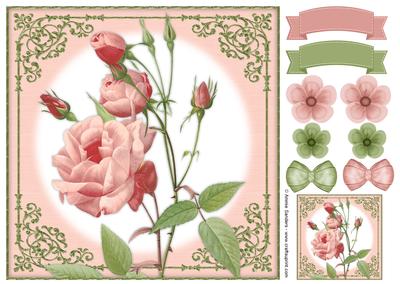 Vintage Rose 8x8 Topper & Embellishments