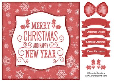 Holly, Merry Christmas & Happy New Year 8x8 Topper