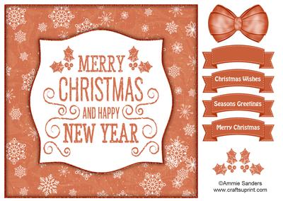 Holly, Merry Christmas & Happy New Year 8x8 Topper
