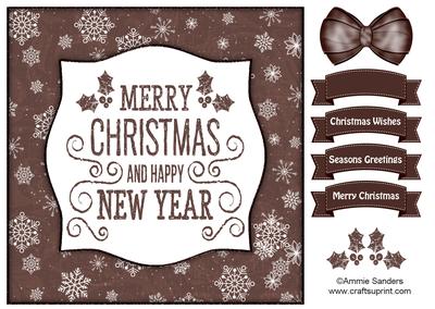 Holly, Merry Christmas & Happy New Year 8x8 Topper
