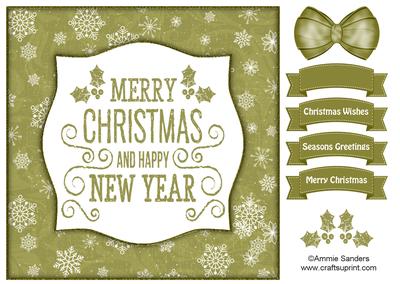 Holly, Merry Christmas & Happy New Year 8x8 Topper
