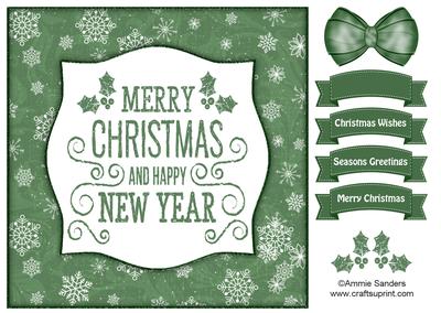 Holly, Merry Christmas & Happy New Year 8x8 Topper