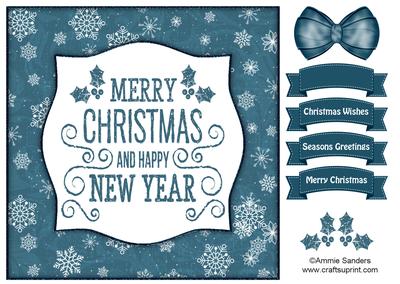 Holly, Merry Christmas & Happy New Year 8x8 Topper