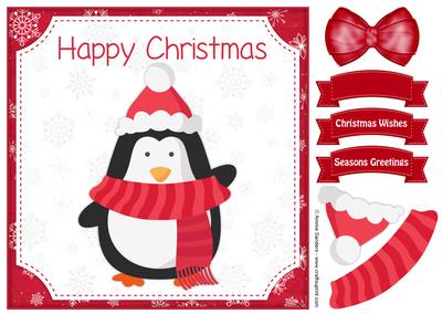 Christmas Penguin 8x8 Topper & Embellishments