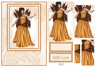 Beautiful Fairy in Shades of Gold & Brown Card Front Kit