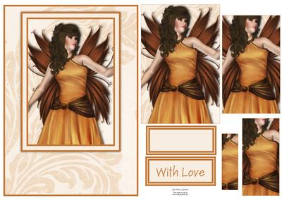 Beautiful Fairy in Shades of Gold & Brown Card Front Kit
