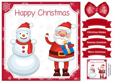 Christmas Jolly Santa & Snowman 8x8 Topper
