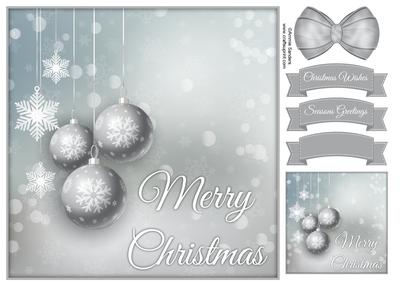 Merry Christmas Baubles 8x8 Topper & Embellishments