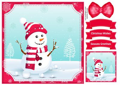 Christmas Snowman 8x8 Topper & Embellishments