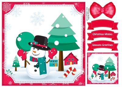 Christmas Snowman 8x8 Topper & Embellishments
