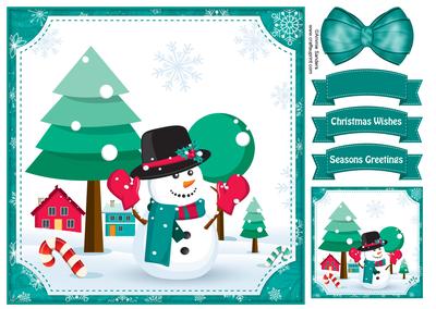 Christmas Snowman 8x8 Topper & Embellishments