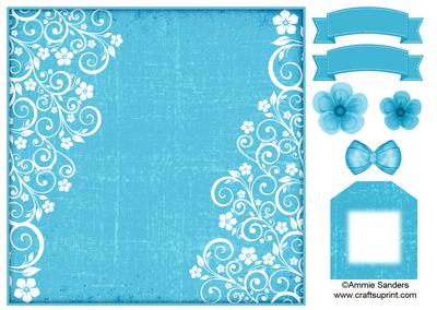 Flowers & Swirls 8x8 Card Front & Embellishments