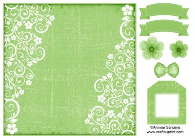 Flowers & Swirls 8x8 Card Front & Embellishments